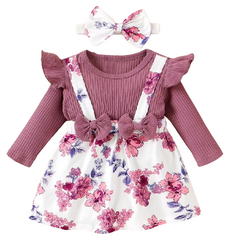 Baby Long Sleeve Romper Dress With Headband