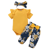 Baby Girl Short Sleeve Bodysuit 3 PCS Set