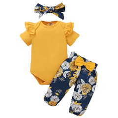 Baby Girl Short Sleeve Bodysuit 3 PCS Set