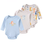 Baby Long-Sleeve Bodysuit Animal Print (3-Pack)