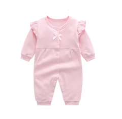 Baby Girl Solid Pink Romper
