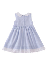 Kids Blue Sailboat Embroidery Dress