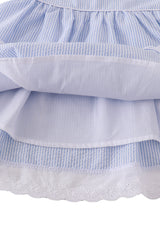 Kids Blue Sailboat Embroidery Dress