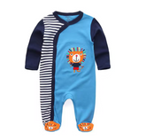 Blue Striped Lion Print Onesie
