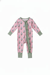 Christmas Tree Ruffle Zipper Romper