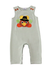 Green Turkey French Knot Stripe Romper