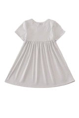 Puppy Embroidery Stripe Dress