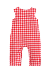 Red Christmas Gingerbread Embroidery Overalls