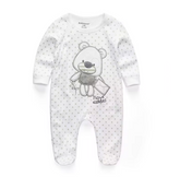 Baby Cotton Bear Print Footed One-Piece