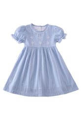 Premium Blue Cross Embroidery Dress
