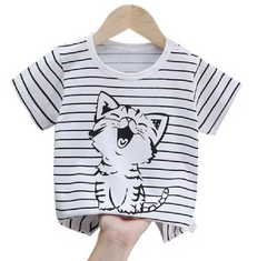 Kids Striped T-Shirt Cartoon Print