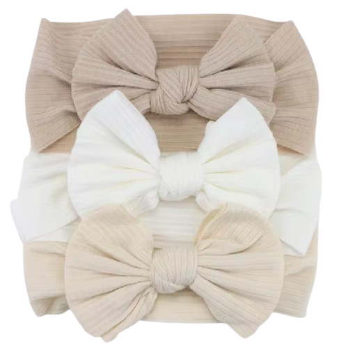 3PCS Soft Nylon Baby Elastic Headband Bow