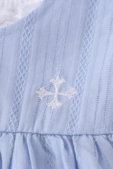 Premium Blue Cross Embroidery Dress