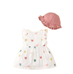 Baby 2- Piece Love Print Sleeveless Dress Set