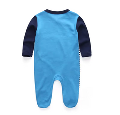 Blue Striped Lion Print Onesie