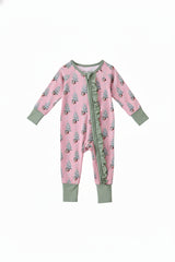 Christmas Tree Ruffle Zipper Romper