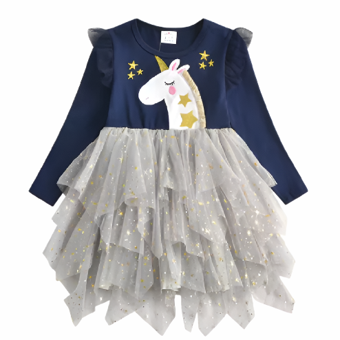 DXTON Long Sleeves Princess Tulle Dress