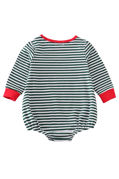 Premium Long Sleeve Green Stripe Christmas Tree Bodysuit