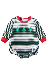 Premium Long Sleeve Green Stripe Christmas Tree Bodysuit