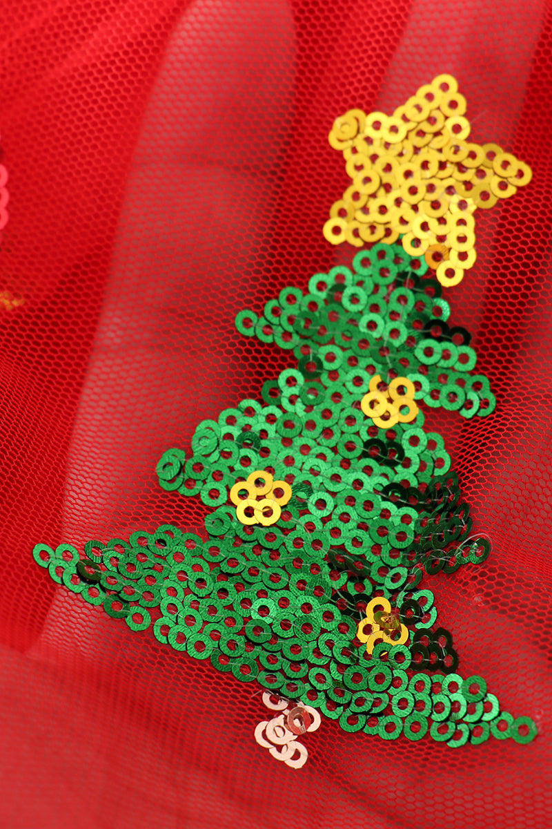 Red Christmas Tree Sequin Skirt