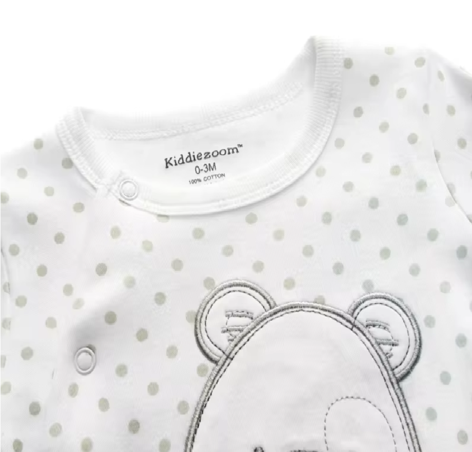 Baby Cotton Bear Print Footed One-Piece