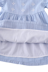 Premium Blue Cross Embroidery Dress